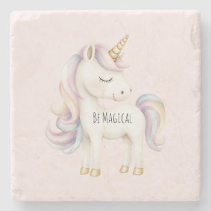 Posavasos De Piedra Unicornio Mágico Rosa Púrpura