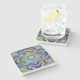 Posavasos De Piedra Universo Mandala Colores Psicodélicos