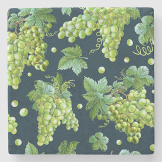 Posavasos De Piedra Uva verde: Patrón oscuro de acuarela