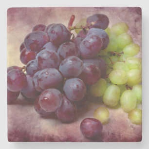 Posavasos De Piedra Uvas Rojas Y Verdes
