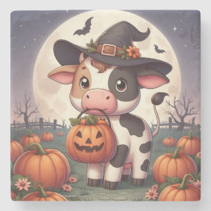 Posavasos De Piedra Vaca de bruja de Halloween