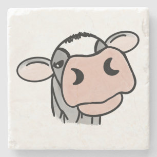 Posavasos De Piedra vaca de dibujos animados negro blanco rosa beso gr