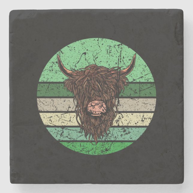 Posavasos De Piedra Vaca de las Highlands escocesas (Anverso)