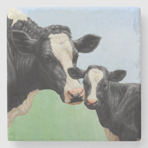 Posavasos De Piedra Vaca y ternera de Holstein