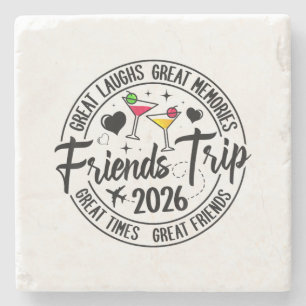 Posavasos De Piedra Vacaciones de viaje 2026 Grupo coincidente de amig