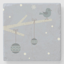 Posavasos De Piedra Vacaciones invernales personalizado de aves gorjer