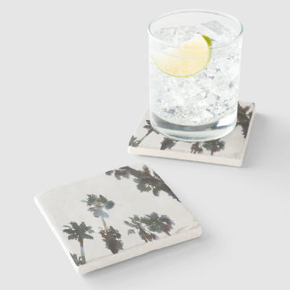 Posavasos De Piedra Vacaciones Palmas Tropicales Acuarela Artística