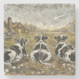Posavasos De Piedra Vacas de Fin de Día Granja Caprichosa Vaca Estilo 