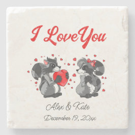 Posavasos De Piedra Valentines Raccoon
