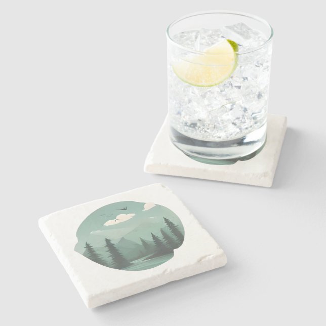 Posavasos De Piedra Valle del Río Misty: Un viaje por la naturaleza (Lateral)