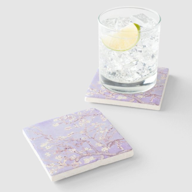 Posavasos De Piedra Van Gogh Almond Blossoms Lavender (Lateral)