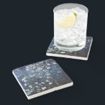 Posavasos De Piedra Van Gogh Almond Blossoms Midnight Blue<br><div class="desc">Flores de almendras de Vincent Van Gogh alteración del color copyright 2Sweet4wordsDiseños/ PureVintage Love Consiga la belleza de la querida Florencia de Almendros de Van Gogh en los colores que concuerdan con su casa.</div>