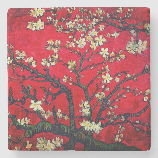 Posavasos De Piedra Van Gogh Almond Blossoms Red (Anverso)