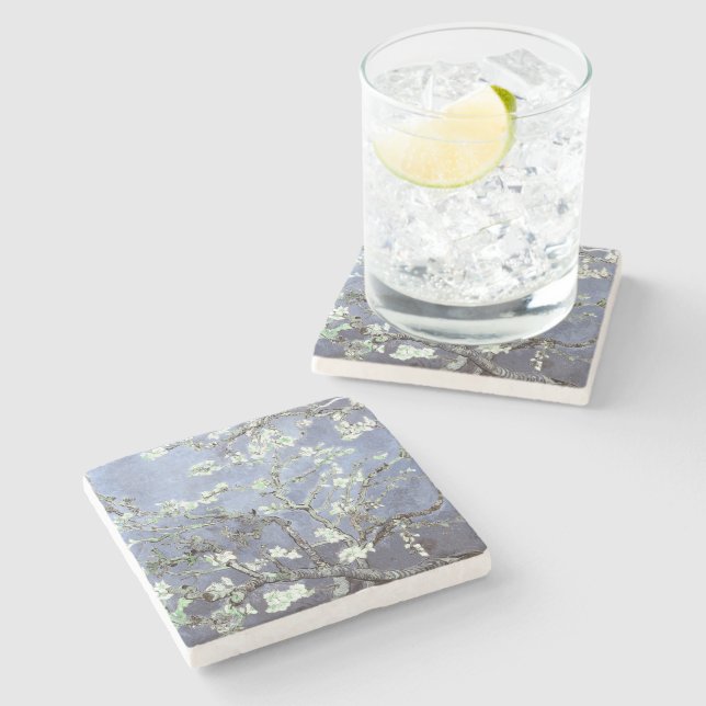 Posavasos De Piedra Van Gogh Almond Blossoms Steel Blue (Lateral)