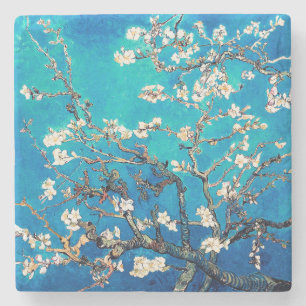 Posavasos De Piedra Van Gogh Almond Blossoms turquesa brillante