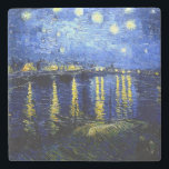 Posavasos De Piedra Van Gogh - Noche estrellada sobre el Ródano<br><div class="desc">Van Gogh - Noche estrellada sobre el Ródano,  famoso cuadro de arte fino</div>