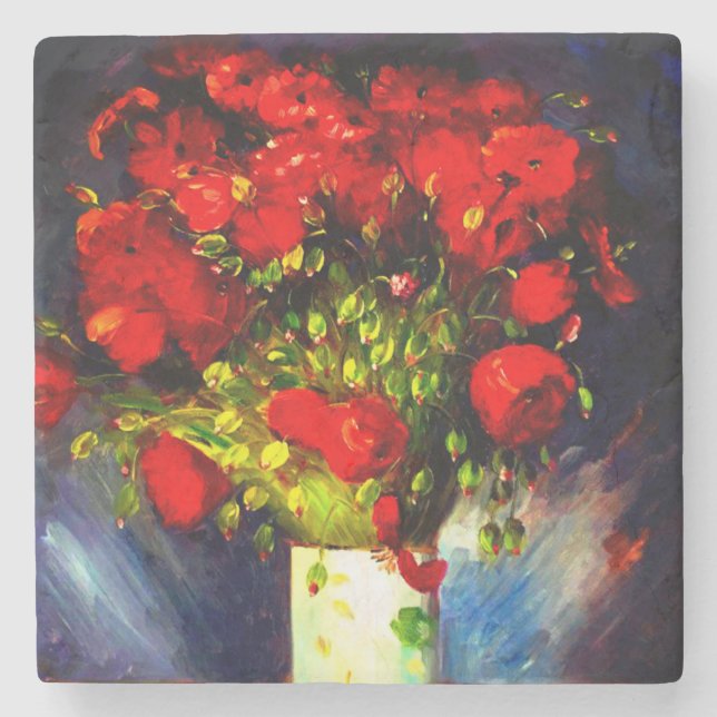 Posavasos De Piedra Van Gogh Red Poppies (Anverso)