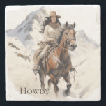 Posavasos De Piedra Vaquera del Suroeste Occidental en Caballo<br><div class="desc">vaquera en el sudoeste de caballo</div>