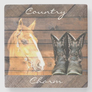 Posavasos De Piedra Vaquero Caballo bota junta militar