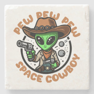 Posavasos De Piedra Vaquero Espacial Alien Divertido