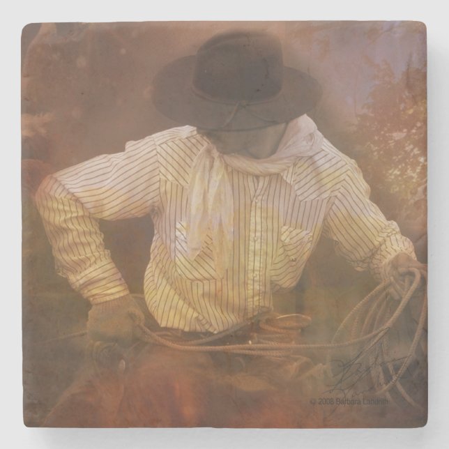 Posavasos De Piedra Vaqueros - botas, caballos salvajes y puestas del (Anverso)