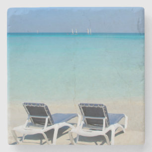 Posavasos De Piedra Varadero, Cuba. Arena y sillas de playa