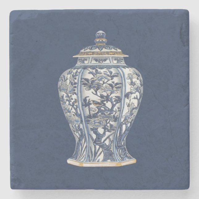 Posavasos De Piedra Vasa de porcelana azul y blanca de Vision Studio (Anverso)