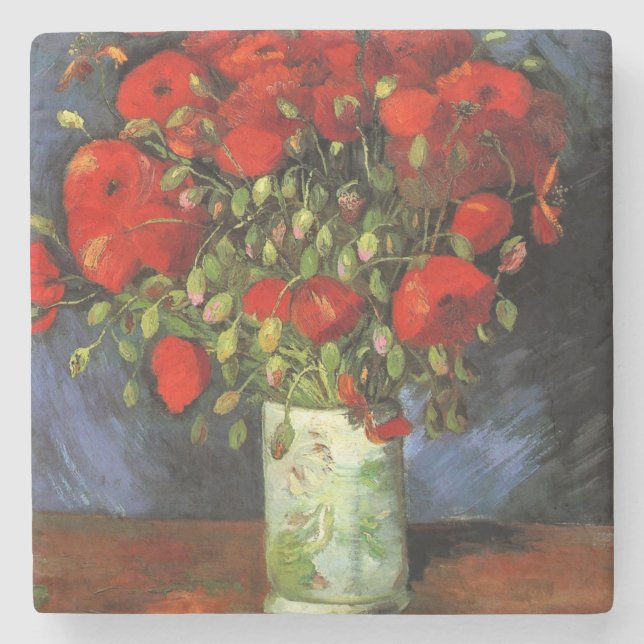 Posavasos De Piedra Vase con los rojos de Vincent Van Gogh (Anverso)