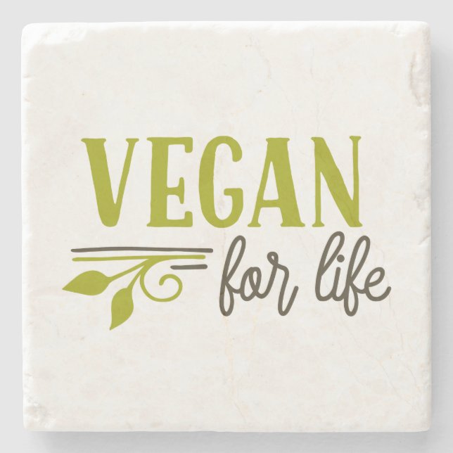 Posavasos De Piedra Vegan por la vida (Anverso)