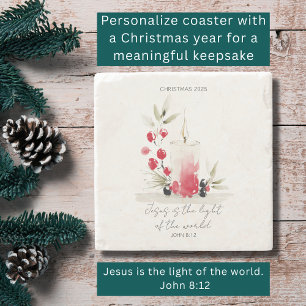 Posavasos De Piedra Vela de Escritura Moderna de Navidad Cristiana Per