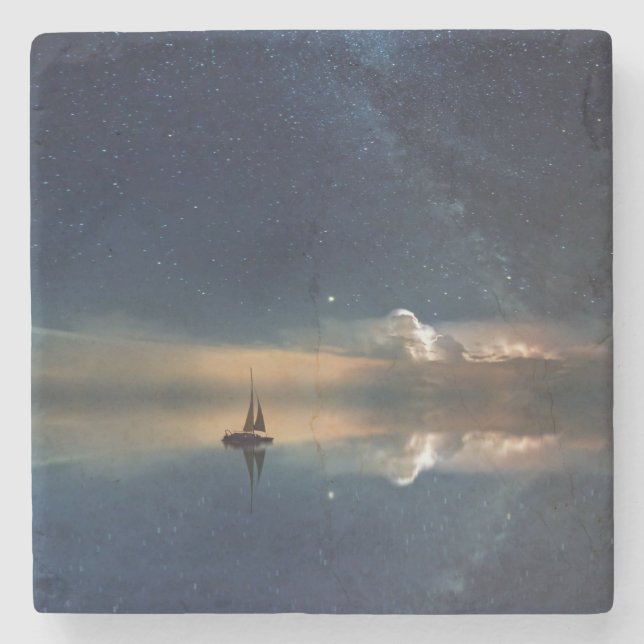 Posavasos De Piedra Vela lejos de las nubes (Anverso)