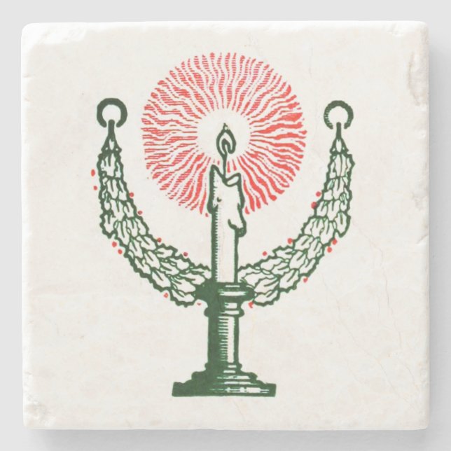 Posavasos De Piedra Vela tradicional de Navidades (Anverso)