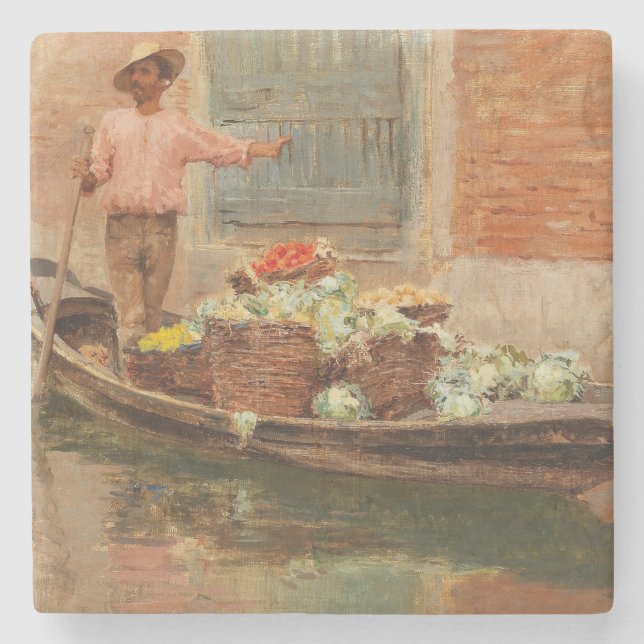 Posavasos De Piedra Vendedor de verduras en Venecia (por Vincenzo Capr (Anverso)