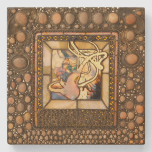 Posavasos De Piedra ventana de calabaza abstracta de vidrio emplomado 