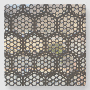 Posavasos De Piedra ventana de celosía geométrica, India