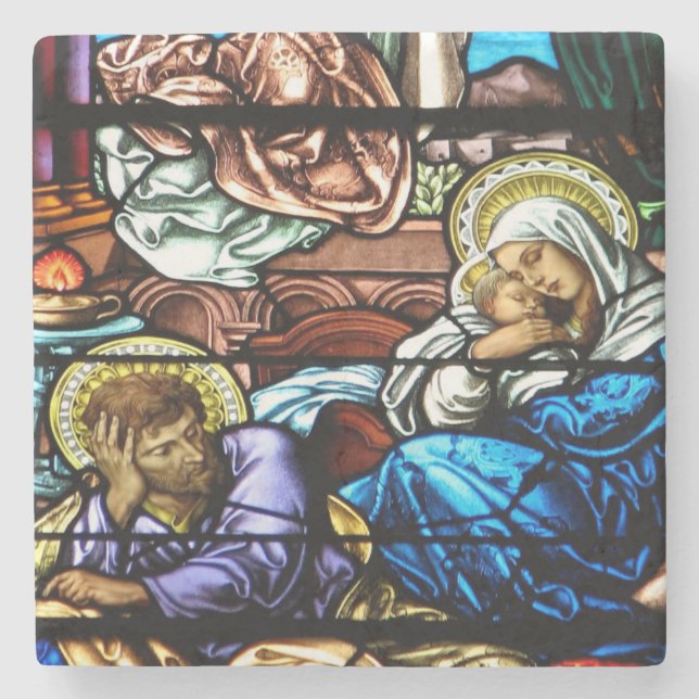 Posavasos De Piedra Ventana de Cristal Manchado de Jesús (Anverso)