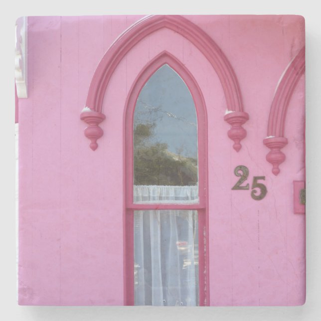 Posavasos De Piedra Ventana gótica y nieve - Viñedo de Martha (Anverso)