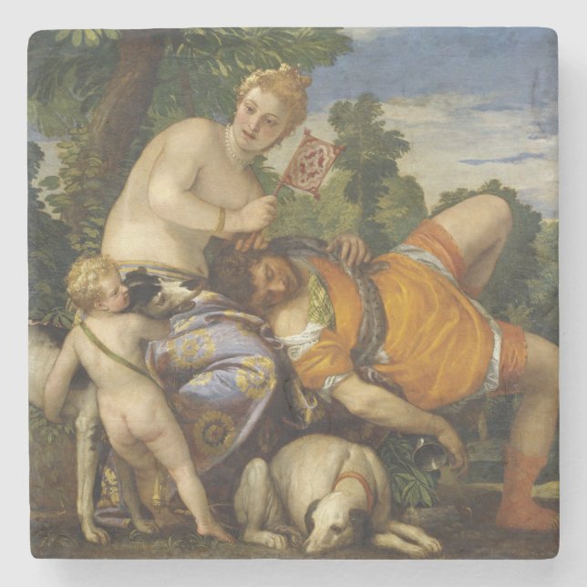 Posavasos De Piedra Venus y Adonis (por Paolo Veronese) (Anverso)
