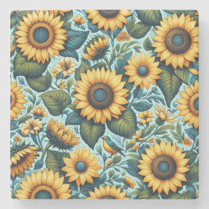 Posavasos De Piedra Verano/girasol/ave