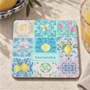 Posavasos De Piedra Verano siciliano turquesa colorido azulejo Amalfi