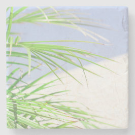 Posavasos De Piedra Verano Vibes Palm Tree deja Pastel verde pálido