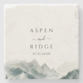 Posavasos De Piedra Verdant Peaks Misty Forest Botanical Stone Coaster