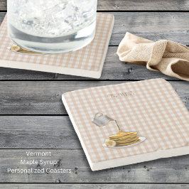 Posavasos De Piedra Vermont Maple Syrup Gingham Stone Coaster