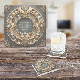 Posavasos De Piedra Versículo de la Biblia personalizable con metal y 