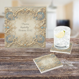 Posavasos De Piedra Versículo de la Biblia personalizable victoriano 
