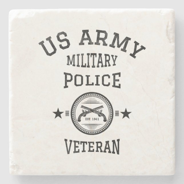 Posavasos De Piedra Veterano Oficial de Policía Retirado (Anverso)