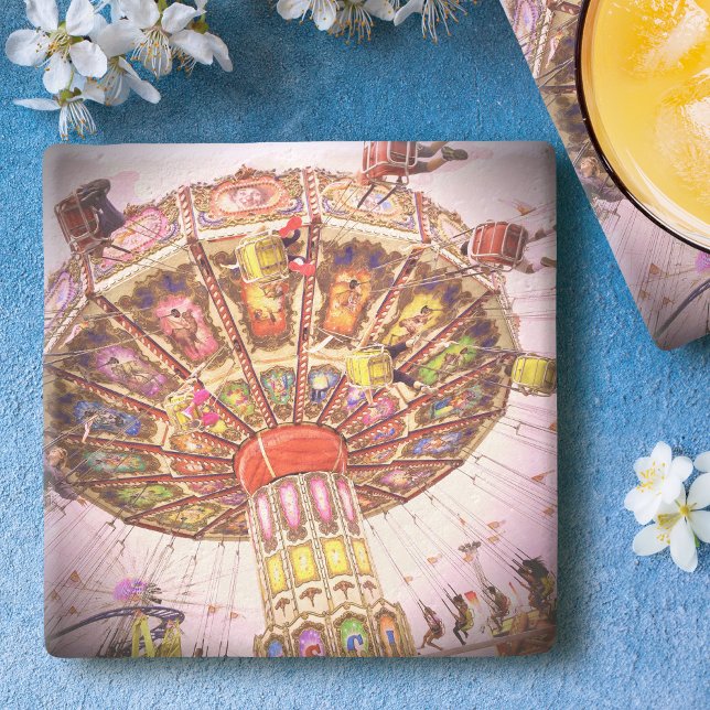 Posavasos De Piedra Viaje en bicicleta de carnaval rosa foto retro vin (Subido por el creador)