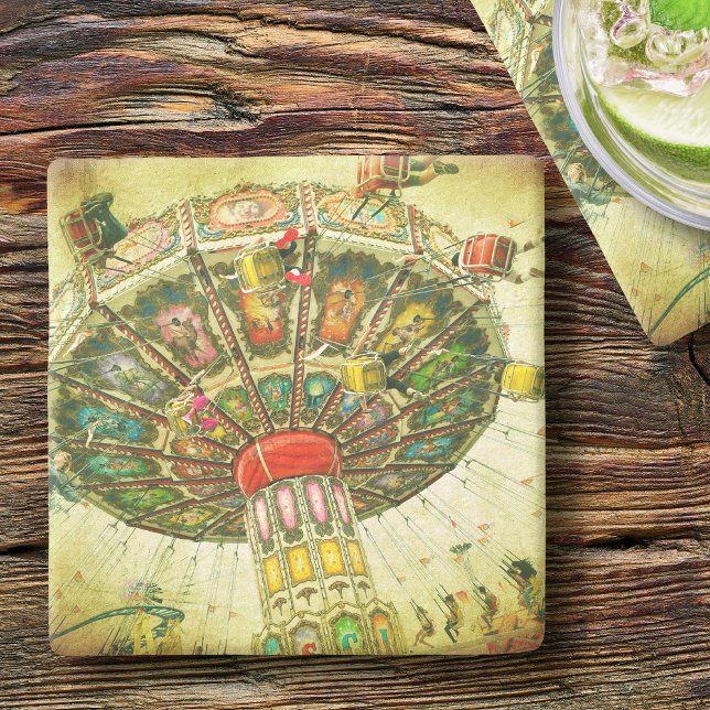 Posavasos De Piedra Viaje en bicicleta de carnaval verde foto retro vi (Subido por el creador)