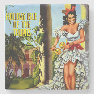 Posavasos De Piedra Viajes cubanos vintage - Tropics de la Isla de Hol