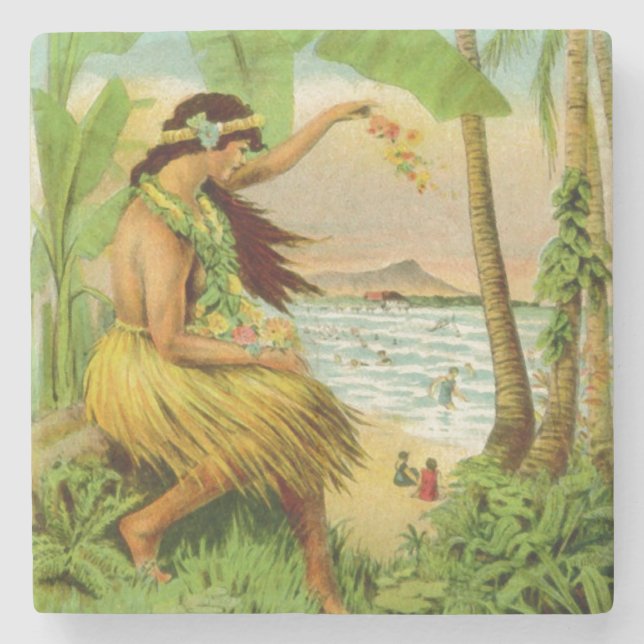 Posavasos De Piedra Viajes de estilo hawaiano (Anverso)
